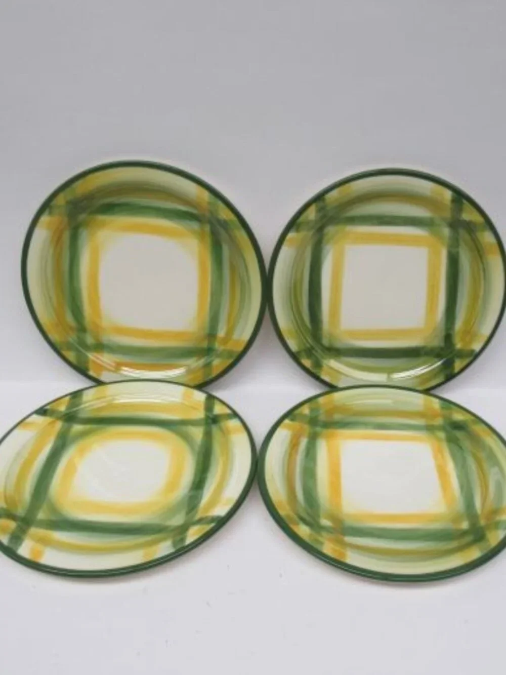 4 - Metlox Vernonware GINGHAM 6 3/8 Inch Dessert Plates, Made In U.S.A.